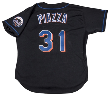 1999 Mike Piazza Game Used New York Mets Black Alternate Jersey 